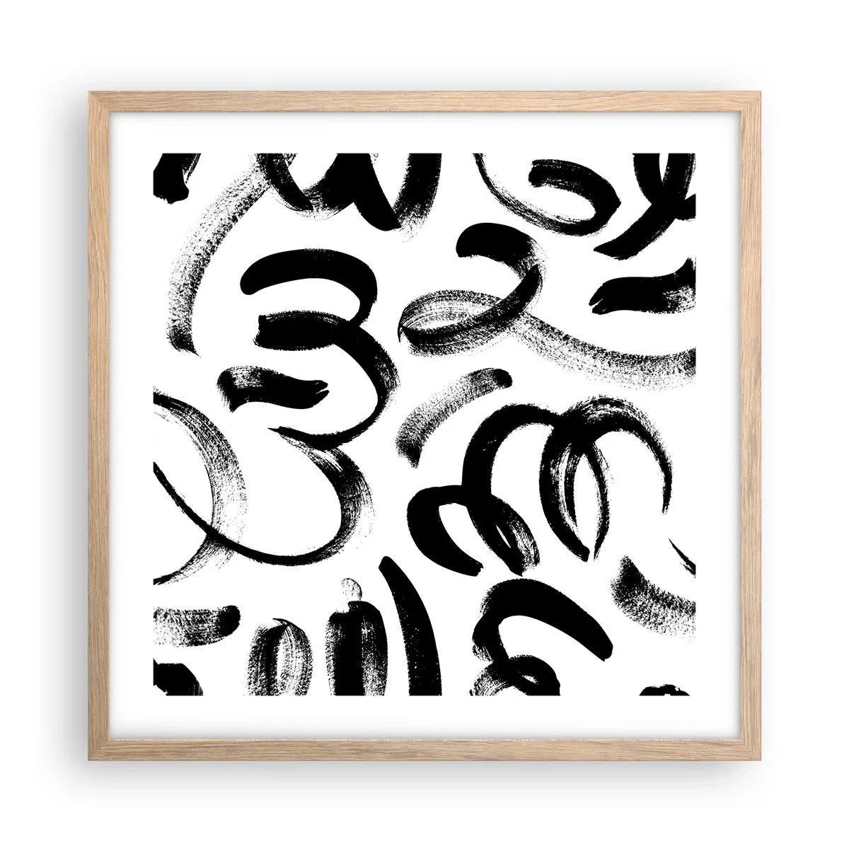 Poster in einem Rahmen aus heller Eiche - Schwarz auf Weiß - 50x50 cm
