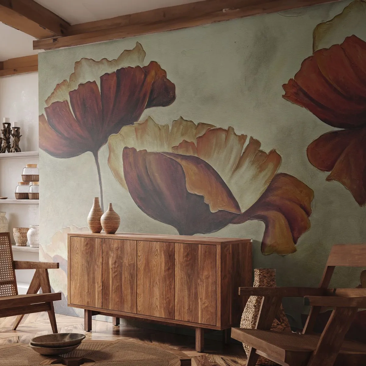 Fototapete Premium Sand - Weideland - Abstraktion, Blume, Stück - 350x256 cm