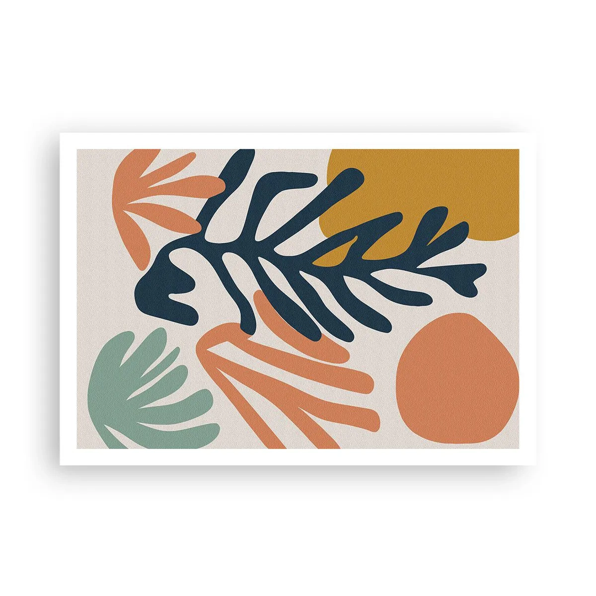 Poster - Bunte Blätter im abstrakten Stil - 100x70cm - Korallenmeere - Moderne Wanddekoration für Wohnzimmer und Schlafzimmer ARTTOR