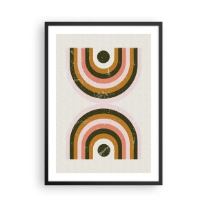 Poster in einem schwarzem Rahmen - Geometrische Komposition im Retro-Stil - 50x70cm - Zwillingsabstraktion - Moderne Wanddekoration für Wohnzimmer und Schlafzimmer ARTTOR