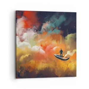 Bild auf Leinwand - Leinwandbild - Mit dem Boot durch die Galaxie - 70x70 cm