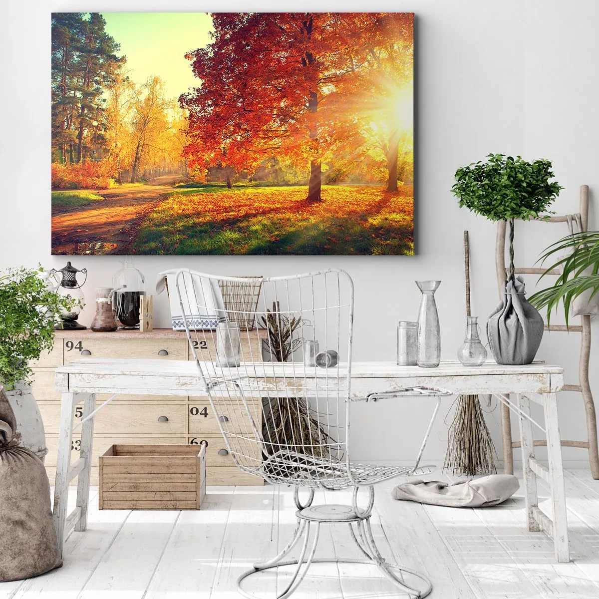 Bild auf Leinwand - Leinwandbild - Herbstpark im Sonnenlicht - 120x80cm - Unhöflich ist schön - Moderne Wanddekoration für Wohnzimmer und Schlafzimmer ARTTOR