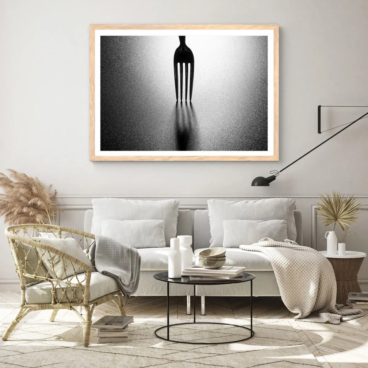 Poster in einem Rahmen aus heller Eiche - Licht und Schatten - 100x70 cm