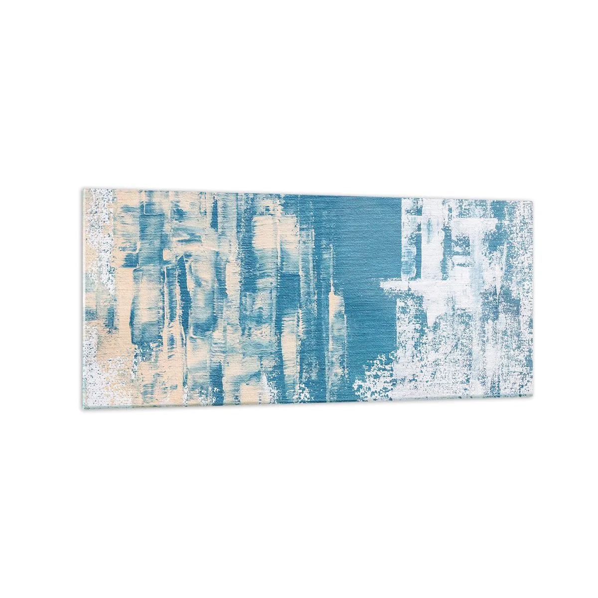 Glasbild - Bild auf glas - Abstrakte Komposition in Blau- und Weißtönen - 120x50cm - Durch einen Eiszapfen - Moderne Wanddekoration für Wohnzimmer und Schlafzimmer ARTTOR