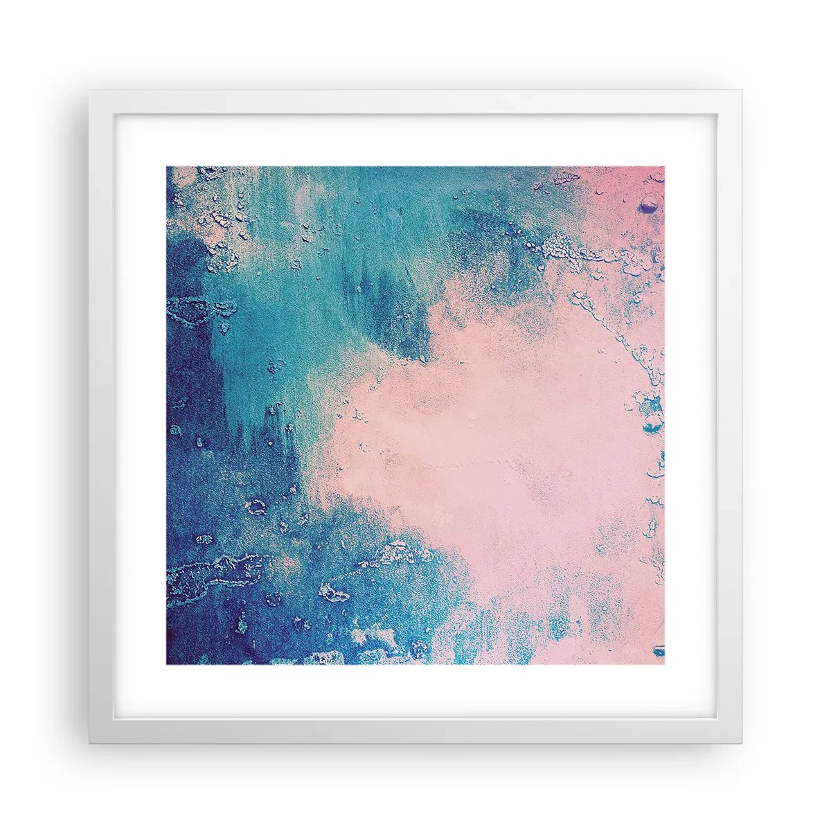 Poster in einem weißen Rahmen - Himmelsblaue Umarmungen - 40x40 cm