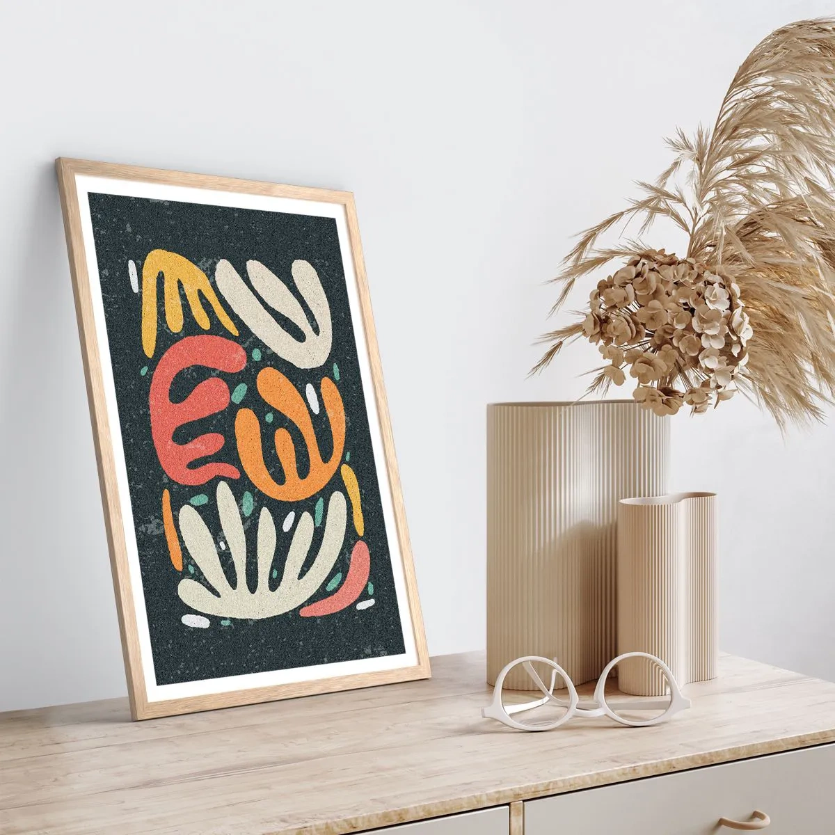 Poster in einem Rahmen aus heller Eiche - Komposition – Ich erwische dich gleich - 50x70 cm