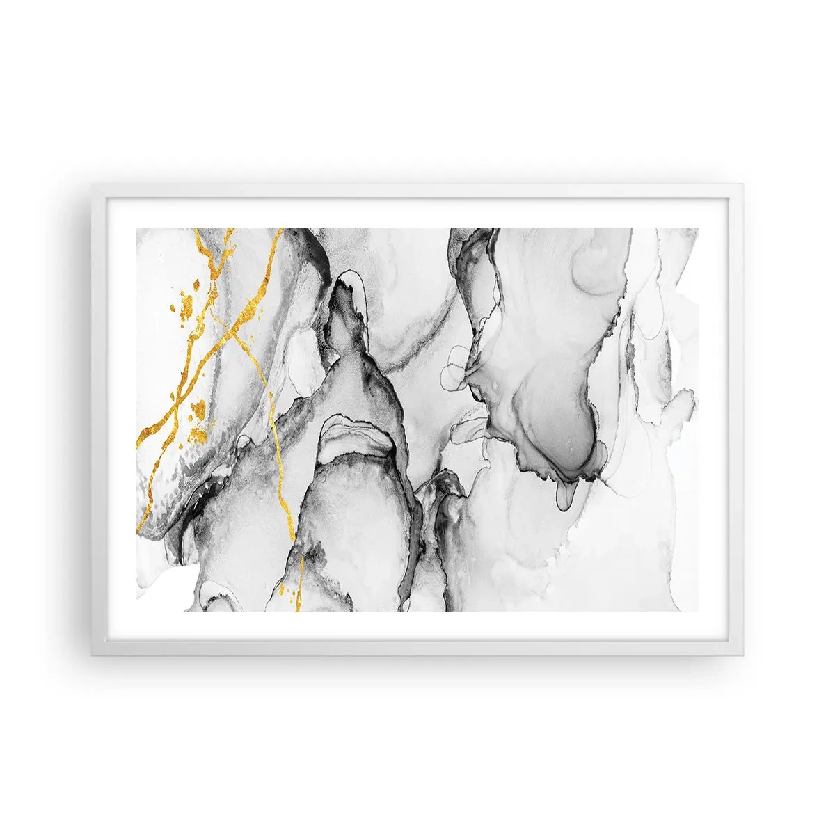 Poster in einem weißen Rahmen - Komposition mit Goldmotiv - 70x50 cm