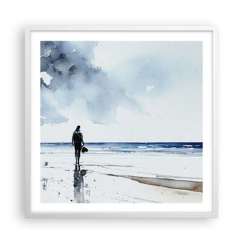 Poster in einem weißen Rahmen - Gespräch mit dem Meer - 60x60 cm