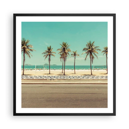 Poster in einem schwarzem Rahmen - Beim Bewachen des Strandes - 60x60 cm