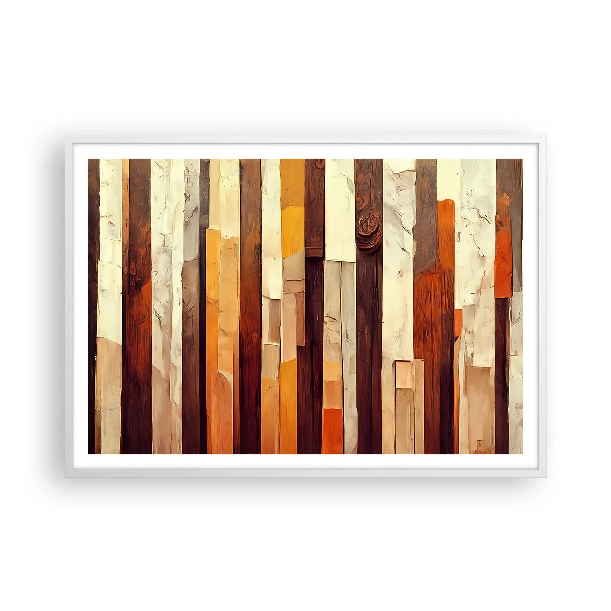 Poster in einem weißen Rahmen - Hymne der Waldbäume - 100x70 cm
