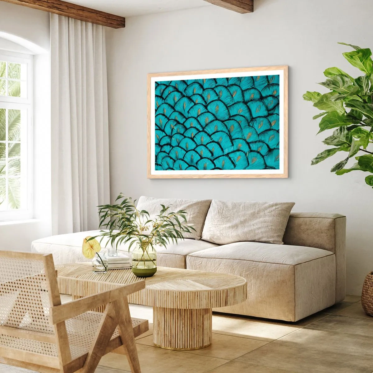 Poster in einem Rahmen aus heller Eiche - Große Federgala - 40x30 cm
