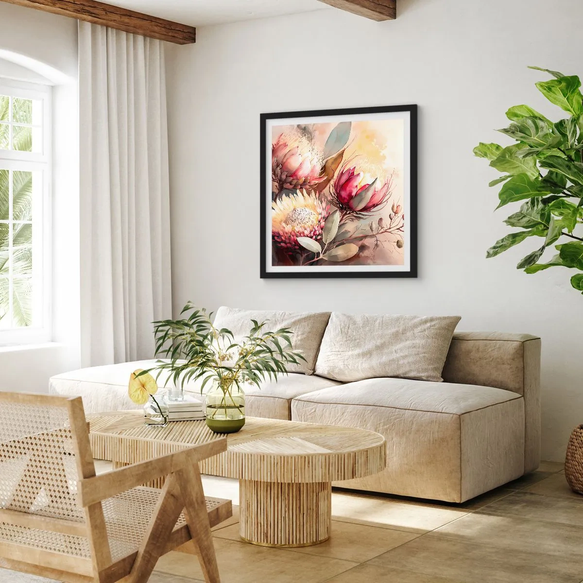 Poster in einem schwarzem Rahmen - Im Profil und en face - 50x50 cm