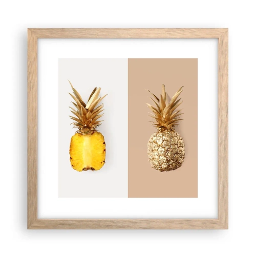 Poster in einem Rahmen aus heller Eiche - Ananas für uns - 30x30 cm