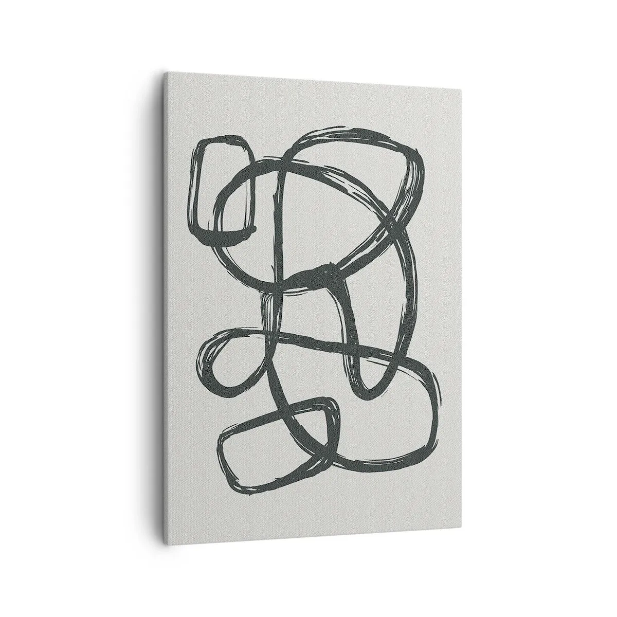 Bild auf Leinwand - Leinwandbild - Abstrakte Linien erzeugen Freiformformen auf hellem Hintergrund - 50x70cm - Schleifenabstraktion - Moderne Wanddekoration für Wohnzimmer und Schlafzimmer ARTTOR