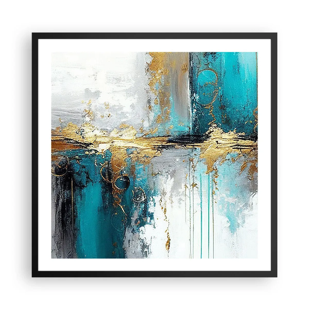 Poster in einem schwarzem Rahmen - Alles fließt - 60x60 cm