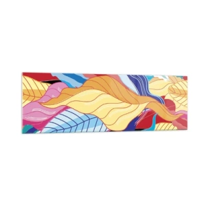 Glasbild - Bild auf glas - Kräftig gefärbte Blätter schaffen eine dynamische Komposition - 160x50cm - Buntes Durcheinander - Moderne Wanddekoration für Wohnzimmer und Schlafzimmer ARTTOR