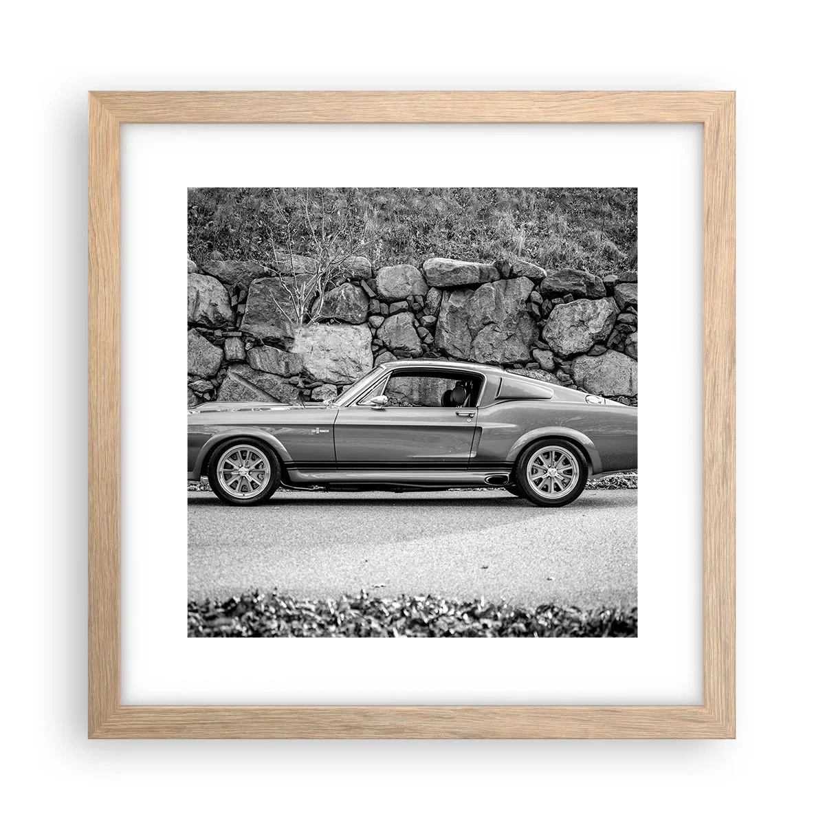 Poster in einem Rahmen aus heller Eiche - Die Legende der 1960er - 30x30 cm