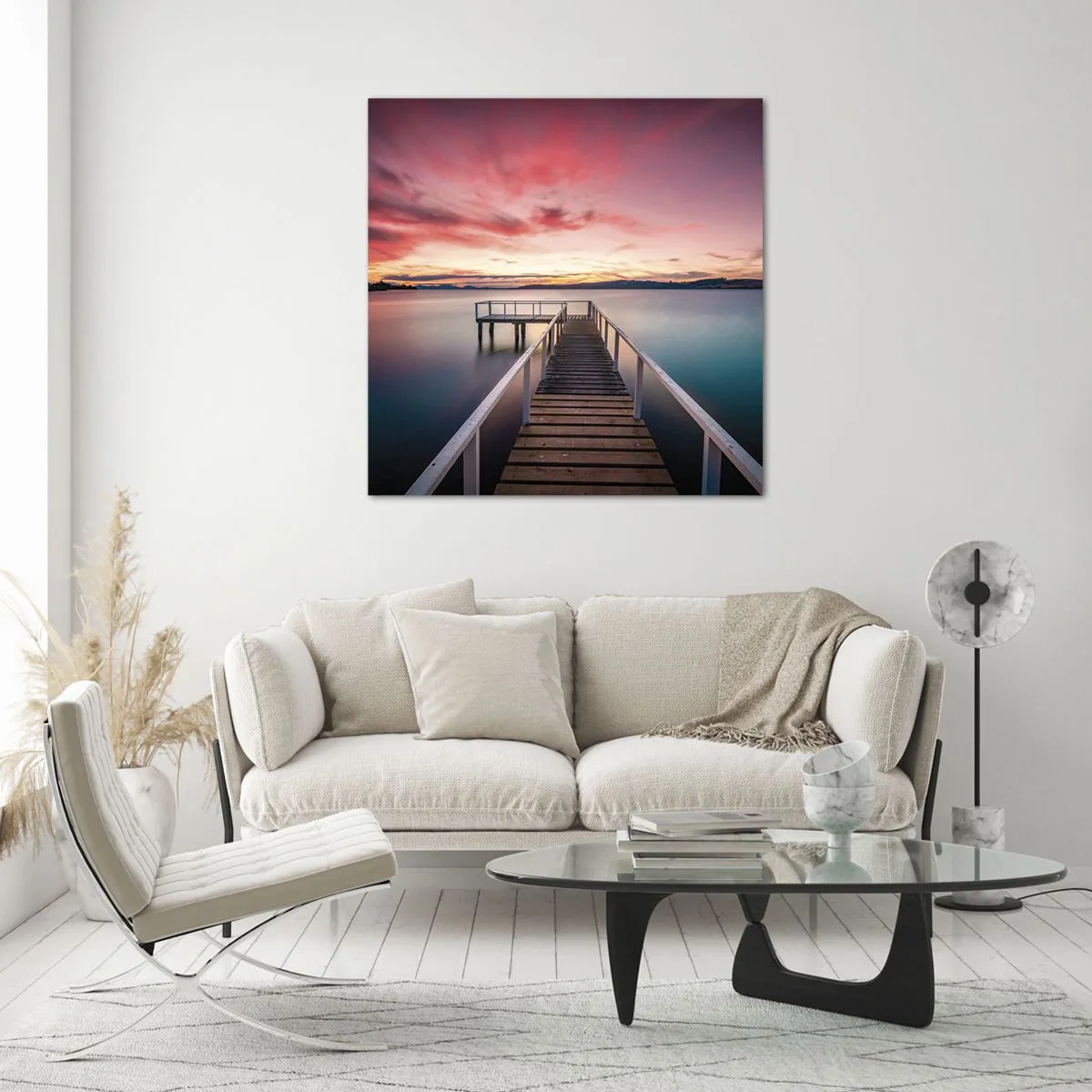 Glasbild - Bild auf glas - Die sanfte Flamme des Abends - 60x60 cm