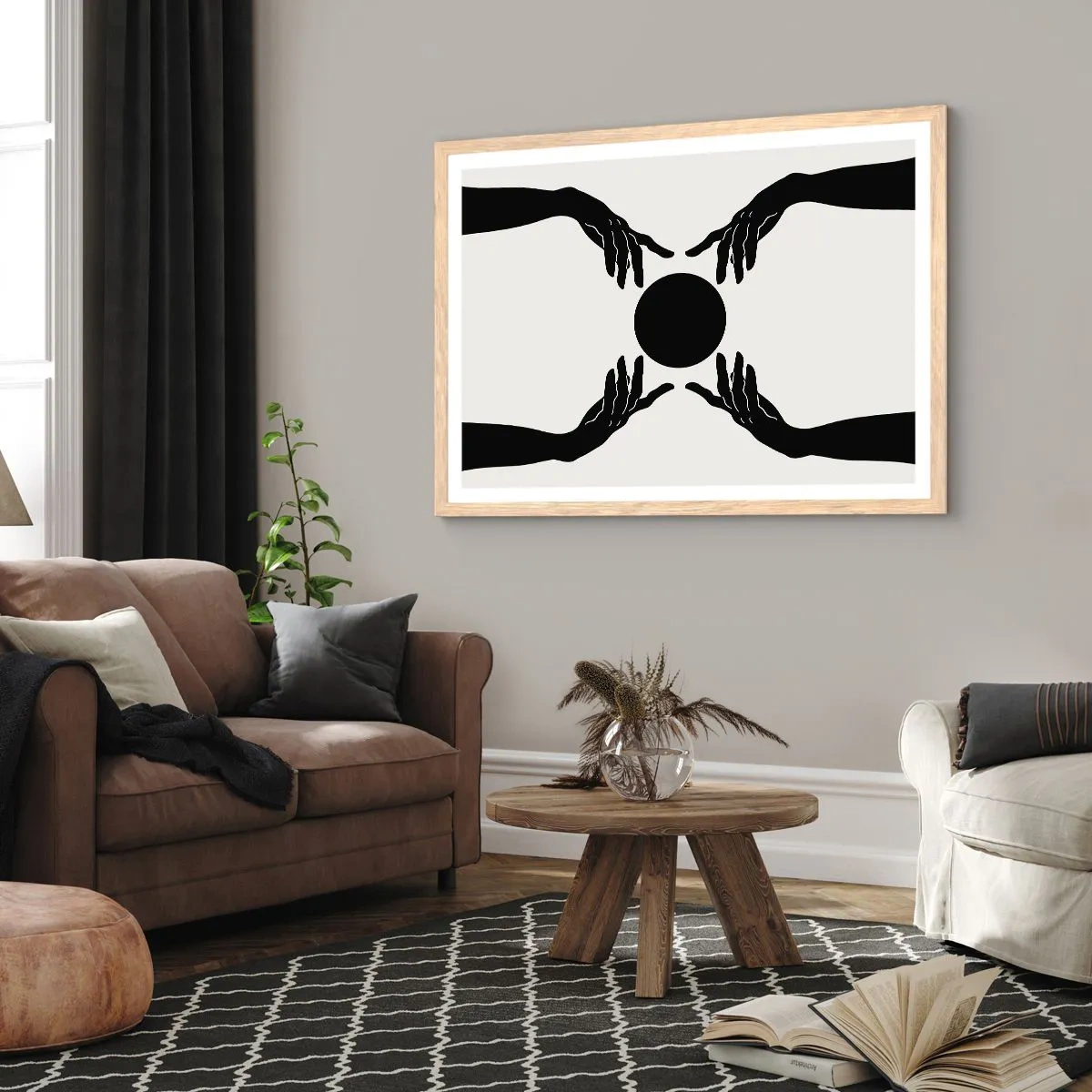 Poster in einem Rahmen aus heller Eiche - Geheimes Zeichen - 100x70 cm
