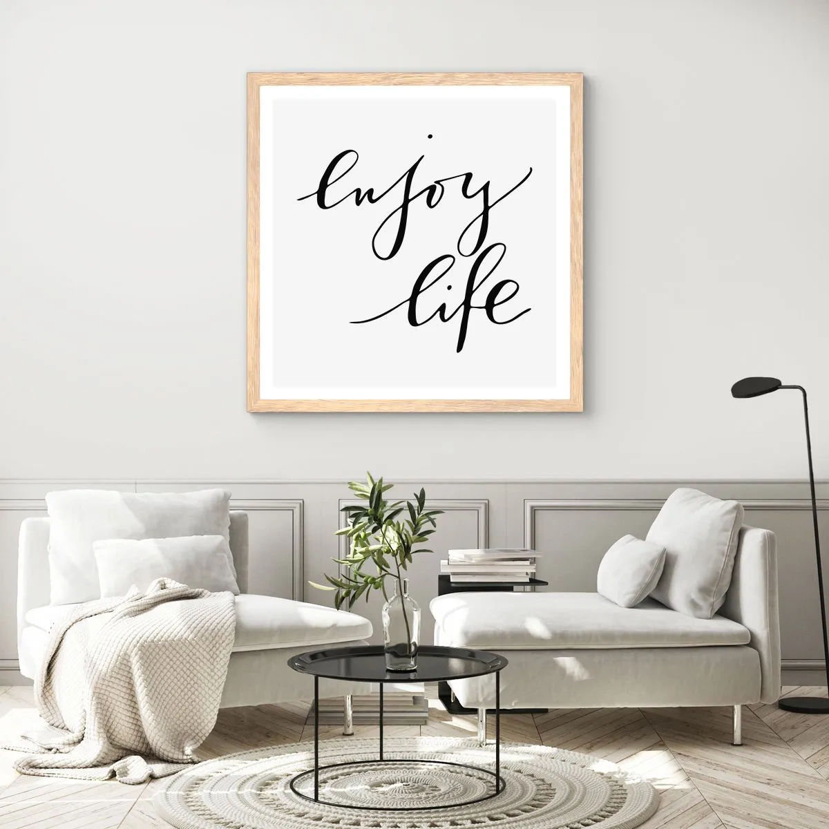 Poster in einem Rahmen aus heller Eiche - Nichts hinzufügen… - 40x40 cm