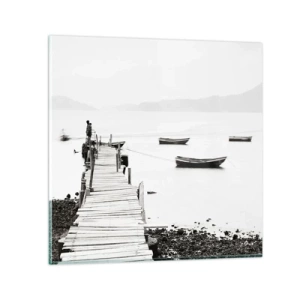 Glasbild - Bild auf glas - Ruhig und sauber über dem Wasser - 70x70 cm