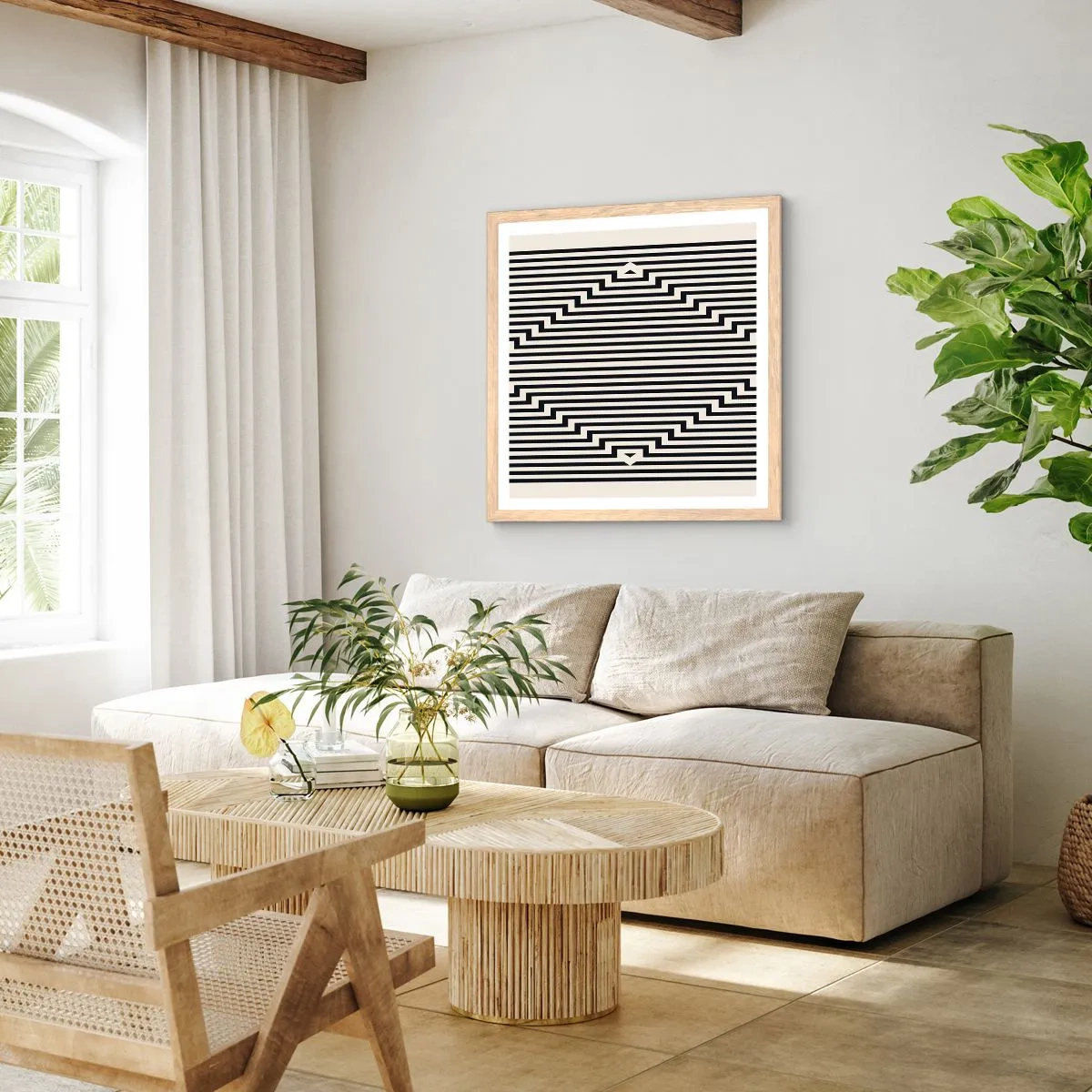 Poster in einem Rahmen aus heller Eiche - Geometrische Illusion - 30x30 cm