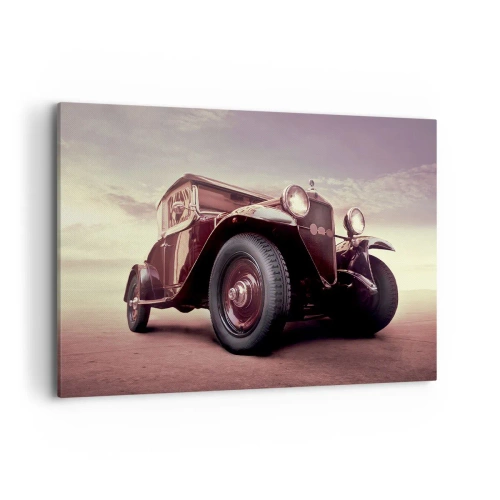Bild auf Leinwand - Leinwandbild - Ein Oldtimer im klassischen Stil vor dem Himmel - 100x70cm - Gehen wir zurück wie in alten Zeiten ... - Moderne Wanddekoration für Wohnzimmer und Schlafzimmer ARTTOR