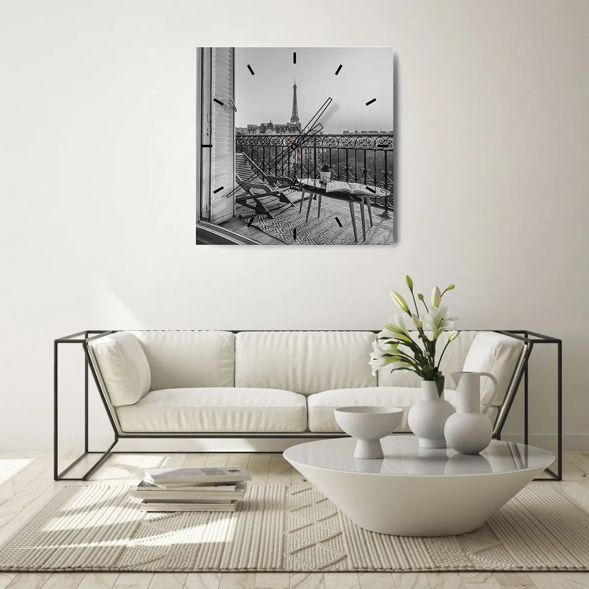 Wanduhr - Glasuhr - Pariser Nachmittag - 40x40 cm