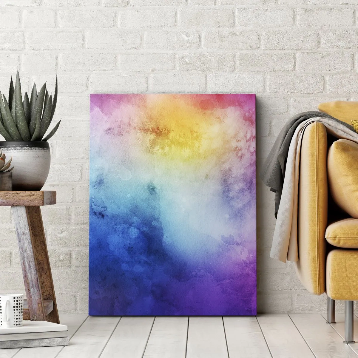 Bild auf Leinwand - Leinwandbild - Eine abstrakte Komposition in Pastelltönen von Rosa und Blau. - 50x70cm - Fast auf Wolke sieben - Moderne Wanddekoration für Wohnzimmer und Schlafzimmer ARTTOR