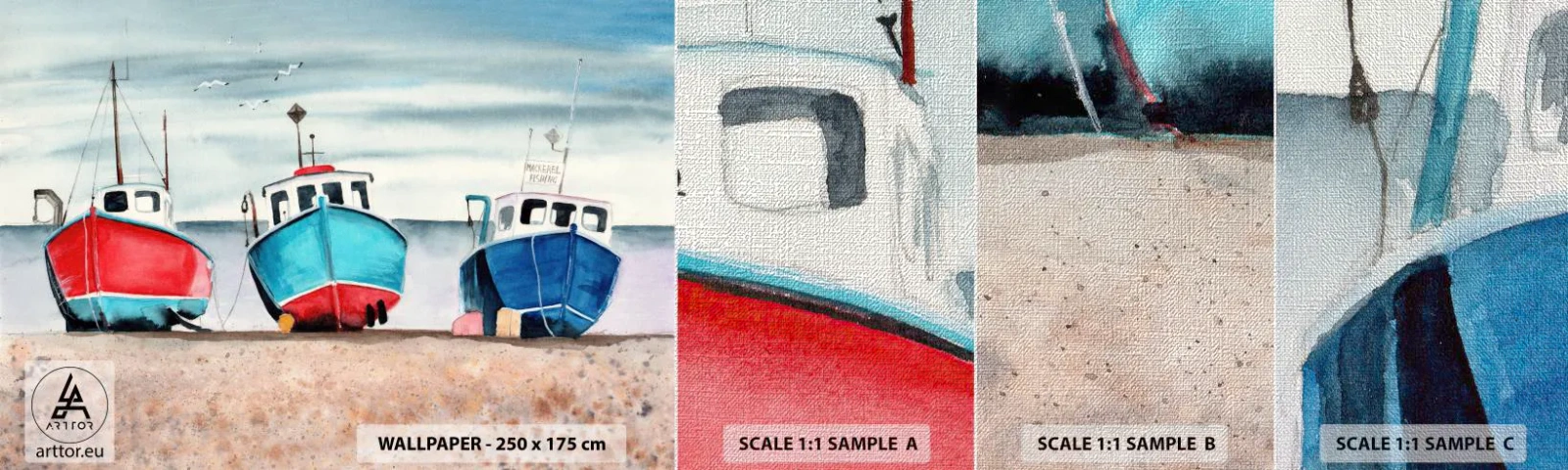 Fototapeten Muster Premium Canvas - Bereit zum Fang - Nautisch, Strand, Angelschneider - 100x30 cm