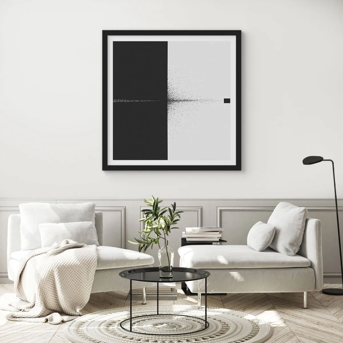 Poster in einem schwarzem Rahmen - Direkt zum Ziel - 50x50 cm