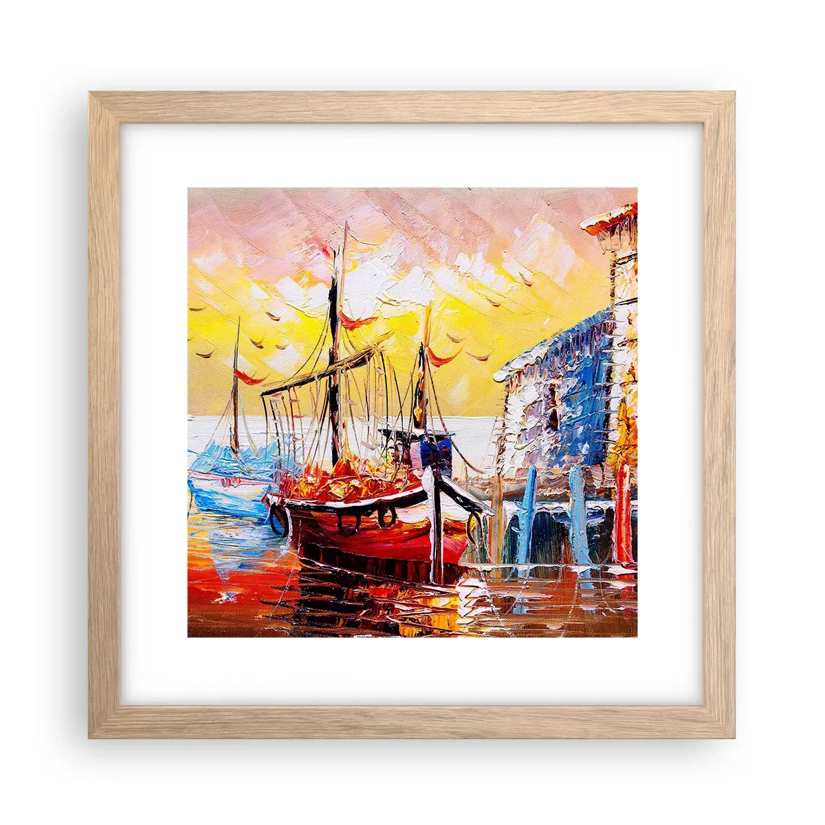 Poster in einem Rahmen aus heller Eiche - Glückliche Rückkehr - 30x30 cm