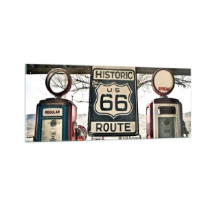 Glasbild - Bild auf glas - Amerikanische Retro-Reise - 100x40 cm