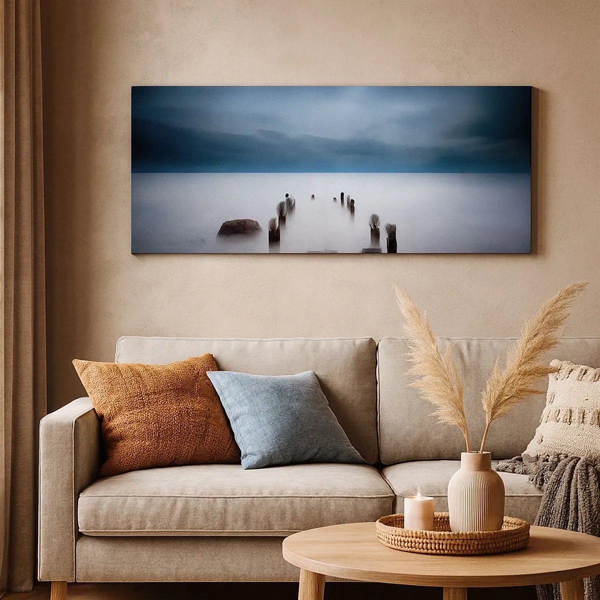 Bild auf Leinwand - Leinwandbild - Nachdenklicher See - 100x40 cm