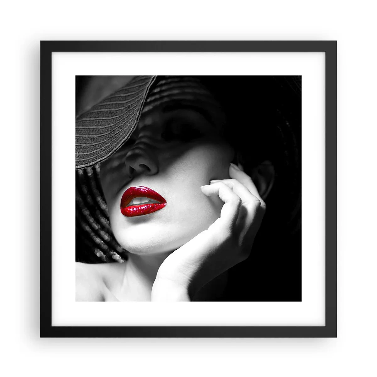 Poster in einem schwarzem Rahmen - Eine Studie in Scharlachrot - 40x40 cm