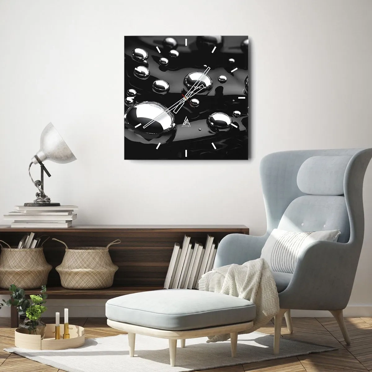 Wanduhr - Glasuhr - Aus der schwarzen Wassertiefe - 30x30 cm