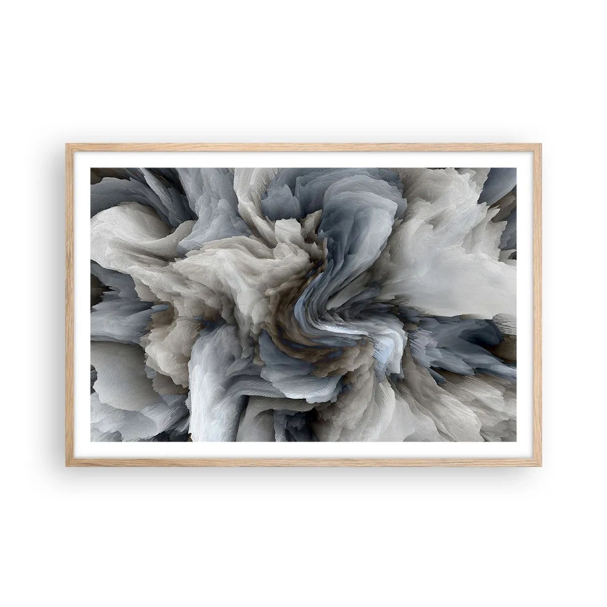 Poster in einem Rahmen aus heller Eiche - Stein und Blume - 91x61 cm