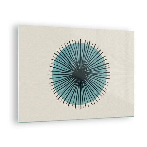 Glasbild - Bild auf glas - Geometrisches Muster in Türkis- und Schwarztönen - 70x50cm - Strahlend im Blau - Moderne Wanddekoration für Wohnzimmer und Schlafzimmer ARTTOR