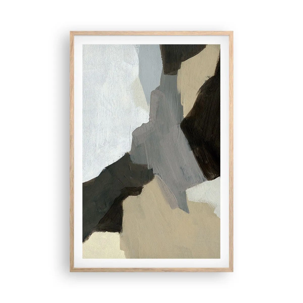 Poster in einem Rahmen aus heller Eiche - Abstraktion: Scheideweg des Graus - 61x91 cm