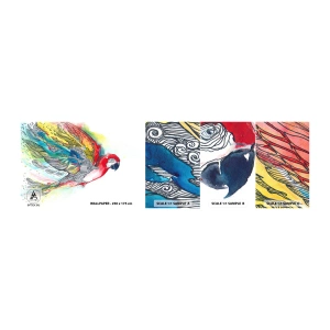 Fototapetenmuster Standard Eco - Leben Sie bunt - Vogel, Papagei, Bunte Federn - 100x30 cm