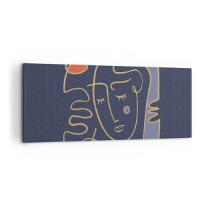 Bild auf Leinwand - Leinwandbild - Abstraktes Gesichtsporträt im minimalistischen Stil - 120x50cm - In Gedanken - Moderne Wanddekoration für Wohnzimmer und Schlafzimmer ARTTOR