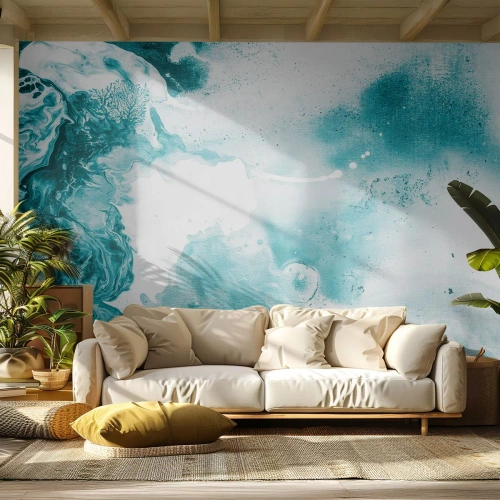 Fototapete Premium Canvas - Morast von Blau - Abstraktion, Stück, Moderne Kunst. - 300x210 cm