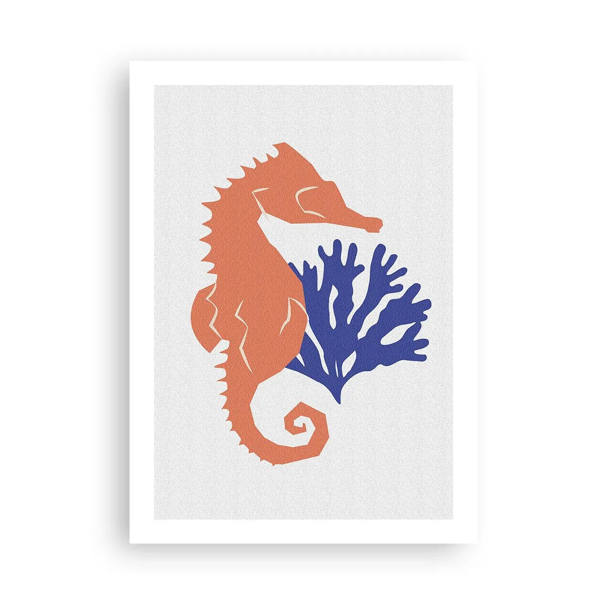 Poster - Minimalistische Seepferdchen- und Korallengrafik - 50x70cm - Auf einer Unterwasserwiese - Moderne Wanddekoration für Wohnzimmer und Schlafzimmer ARTTOR