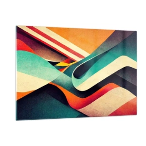 Glasbild - Bild auf glas - Bunte Streifen in einer dynamischen, abstrakten Komposition - 120x80cm - Intensive Komposition - Moderne Wanddekoration für Wohnzimmer und Schlafzimmer ARTTOR