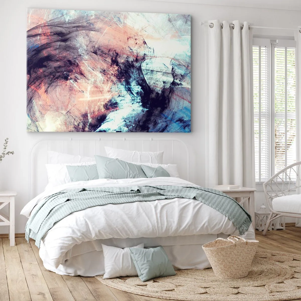 Bild auf Leinwand - Leinwandbild - Abstrakte Komposition in Pastelltönen und dunklen Tönen - 120x80cm - Fühle den Wind - Moderne Wanddekoration für Wohnzimmer und Schlafzimmer ARTTOR