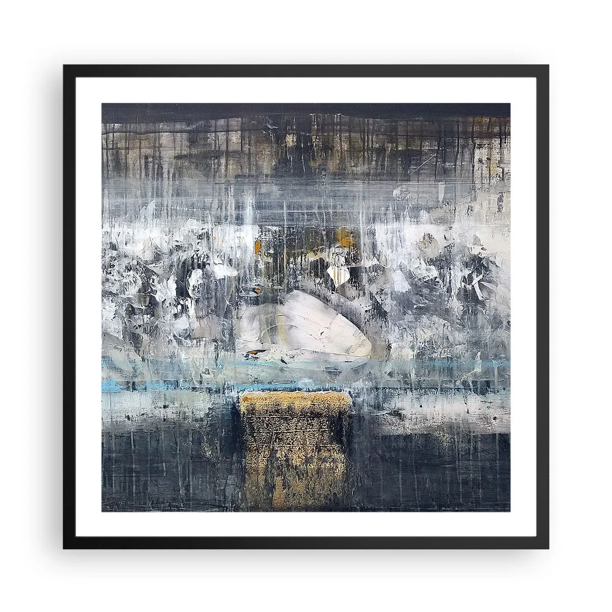 Poster in einem schwarzem Rahmen - Wie auf Eis, wie nach Dezember - 60x60 cm