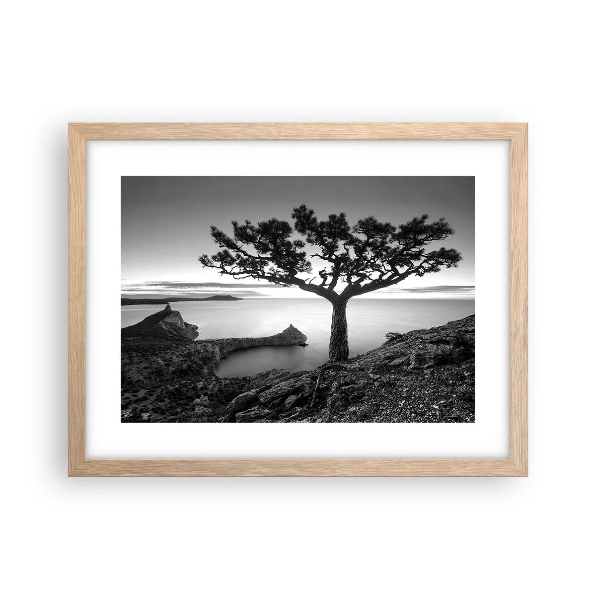 Poster in einem Rahmen aus heller Eiche - Stille bis zum Horizont - 40x30 cm