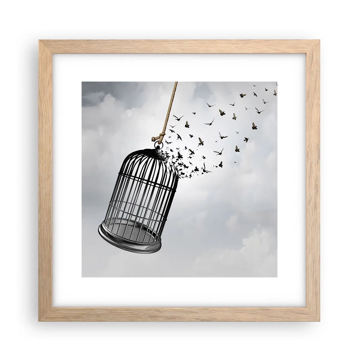 Poster in einem Rahmen aus heller Eiche - Glaube ... Hoffnung ... Freiheit! - 30x30 cm