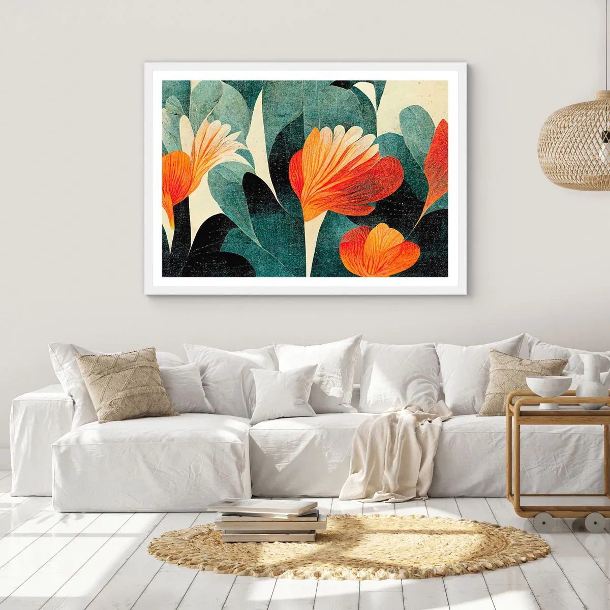 Poster in einem weißen Rahmen - Hitze der Tropen und Kühle des Grüns - 70x50 cm