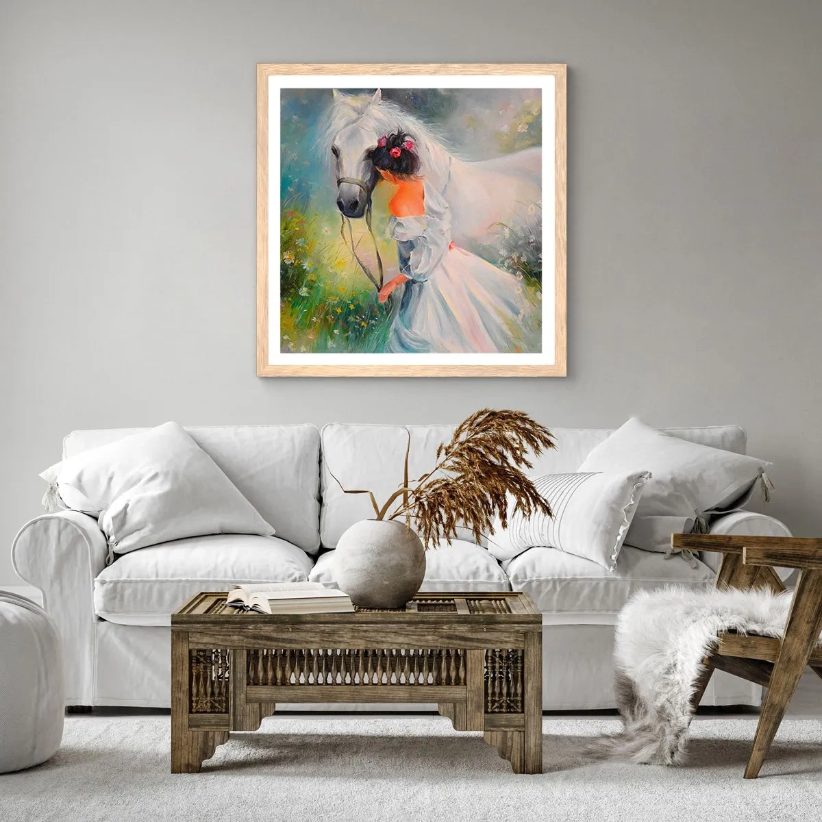 Poster in einem Rahmen aus heller Eiche - Wie aus einem schönen Traum - 50x50 cm